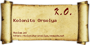 Kolonits Orsolya névjegykártya